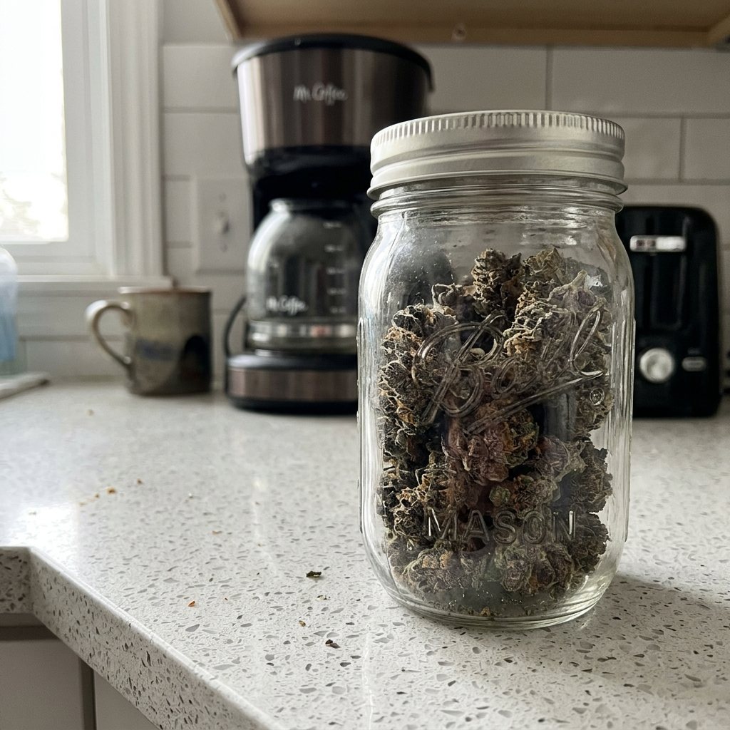 Sealed bag on the kitchen counter